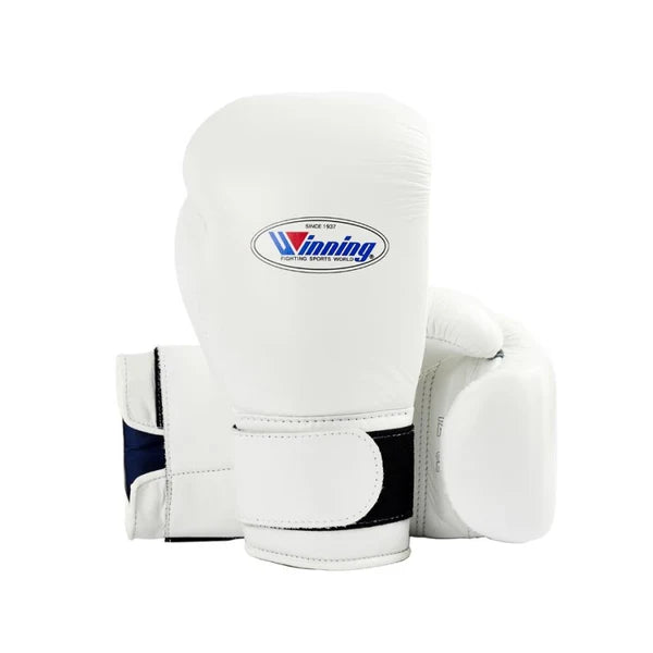 Winning Boxing Gloves White Velcro Custom Made