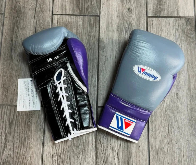 Winning Boxing Gloves Grey/Black/Purple Sparring