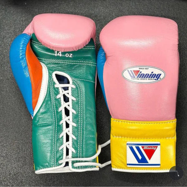 Winning Boxing Gloves Pink/Green/Blue/Orange Lace-Up