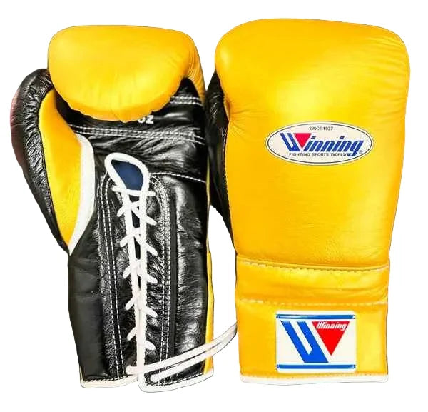 Winning Boxing Gloves Yellow/Black Lace up
