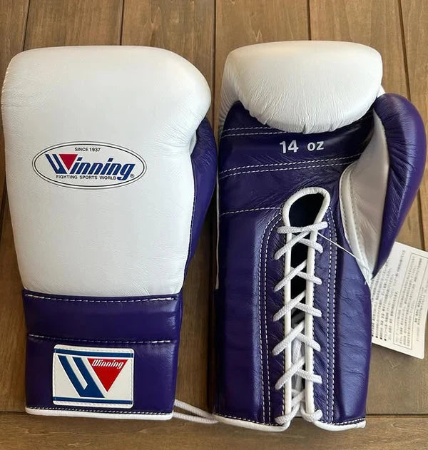 Winning Boxing Gloves White/Purple Custom