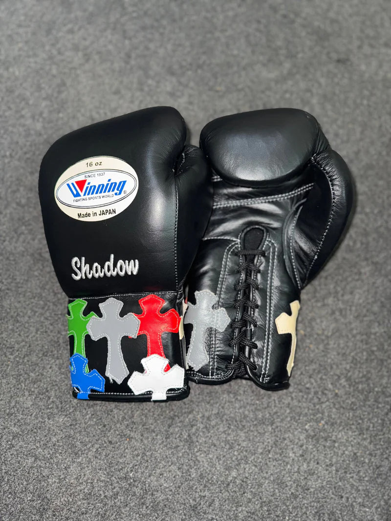 Winning Boxing Gloves Black Chrome Heart Style Customization