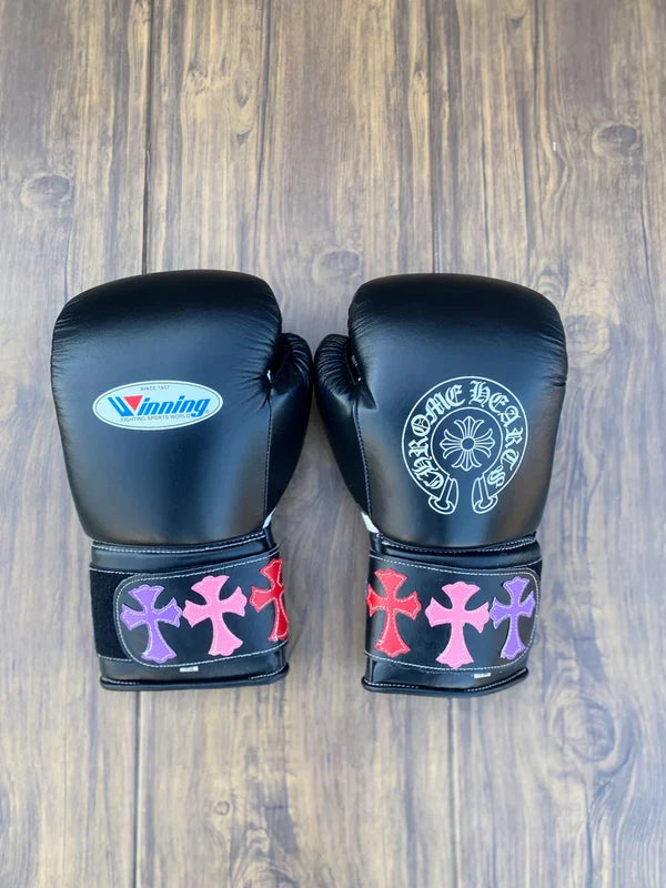 Winning Boxing Gloves Black Chrome Heart Style Customization