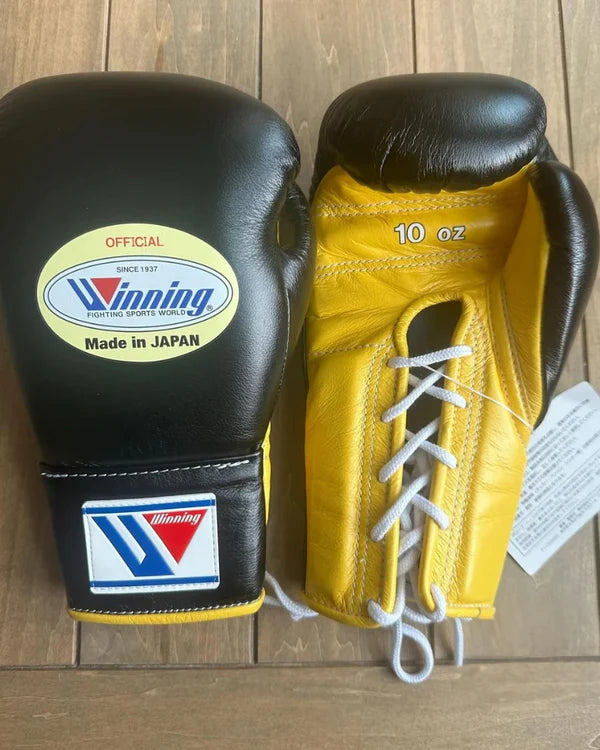 Winning Boxing Gloves Black/Yellow Custom Made