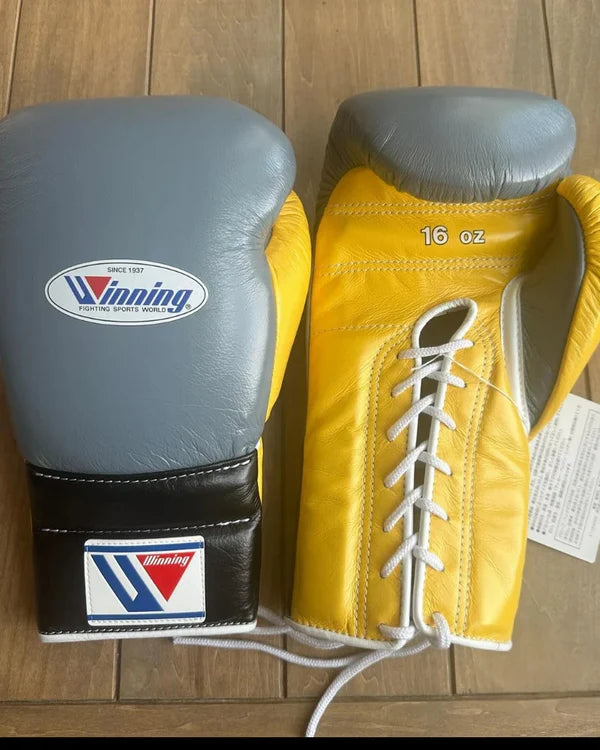 Winning Boxing Gloves Grey/Yellow/Black Customization