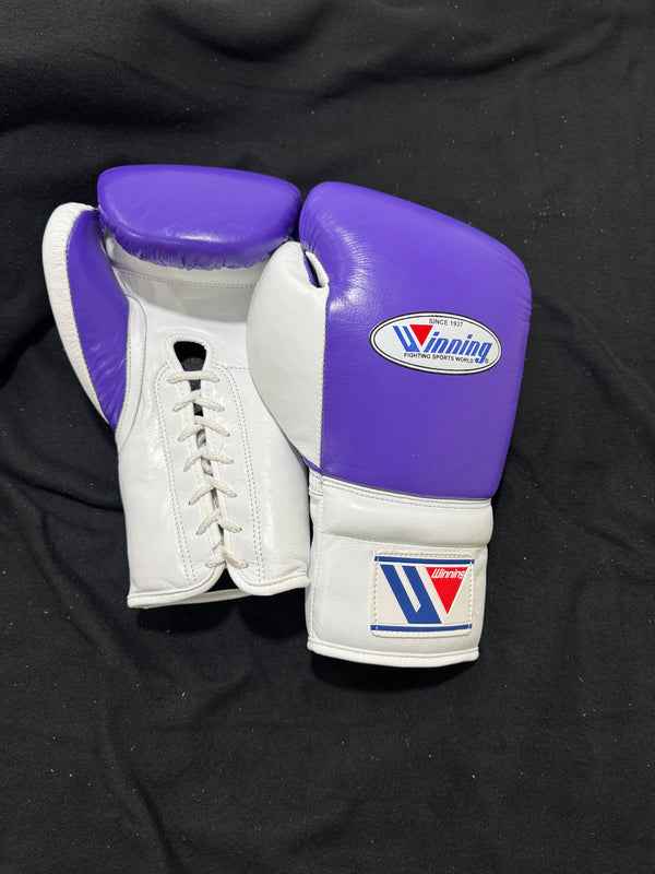 Winning Boxing Gloves Purple/White  Lace up