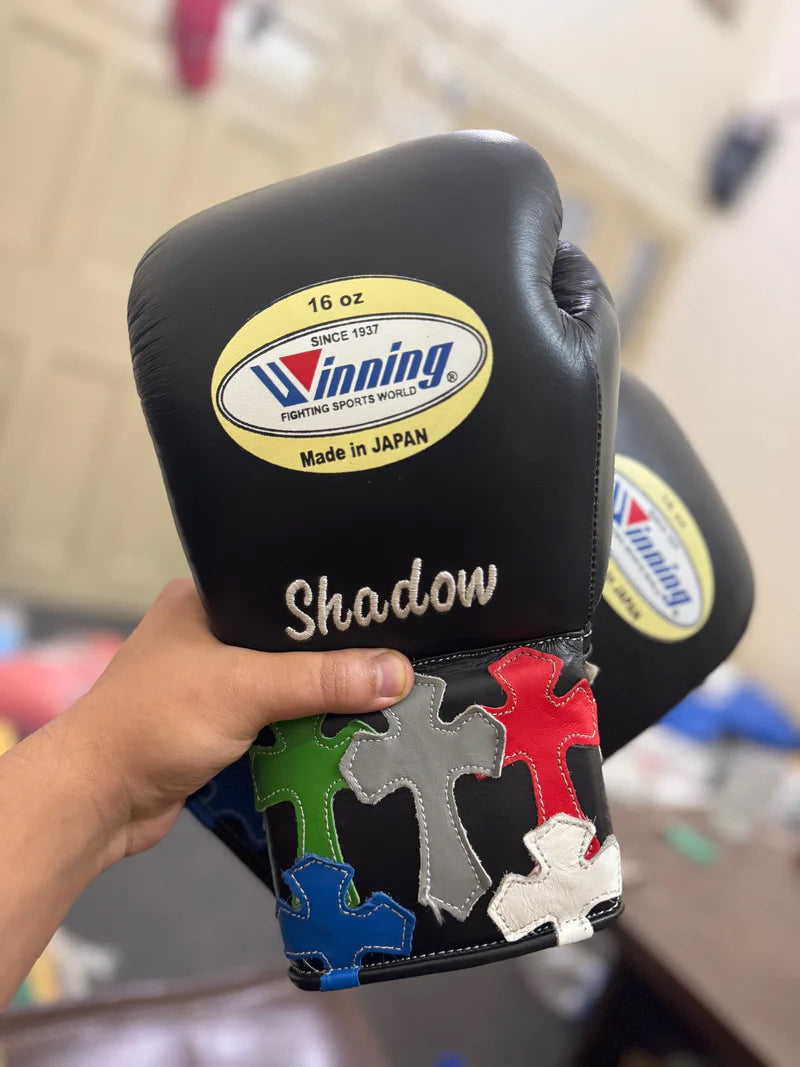 Winning Boxing Gloves Black Chrome Heart Style Customization
