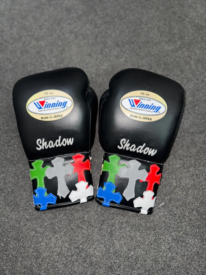 Winning Boxing Gloves Black Chrome Heart Style Customization
