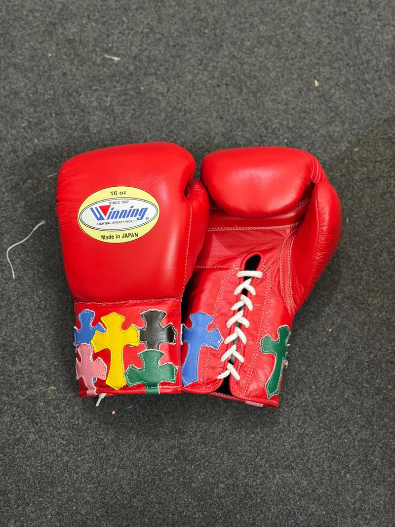 Winning Boxing Gloves Red Chrome Heart Style Sparring