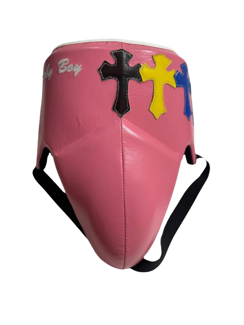 Winning Boxing Set Pink Chrome Heart Style  Leather