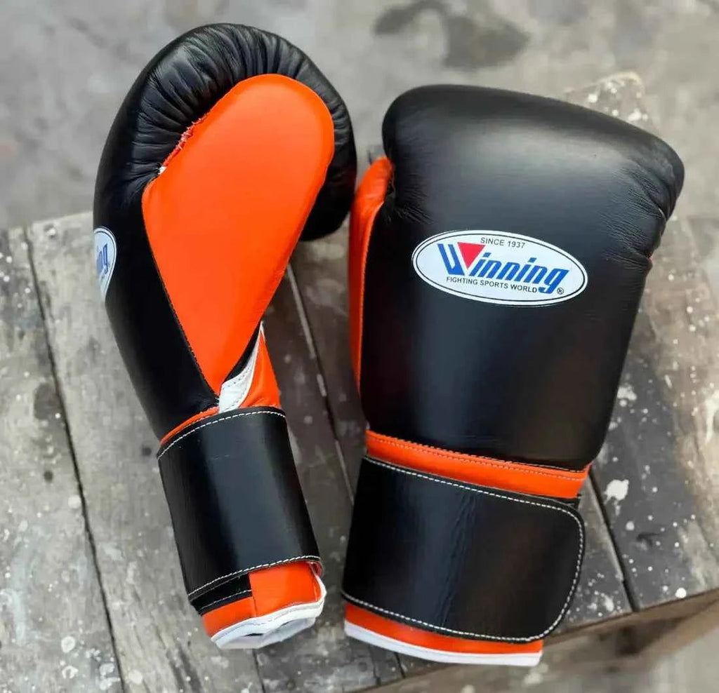 Winning Boxing Gloves Black/Orange Lace-Up