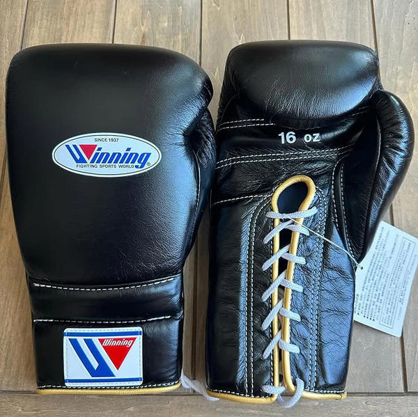 Winning Boxing Gloves Black/Yellow Custom Made