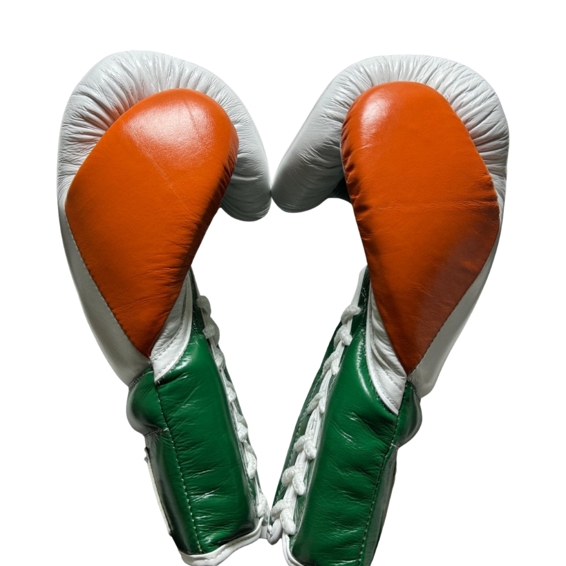 Winning Boxing Gloves White/Green/Orange Lace-Up