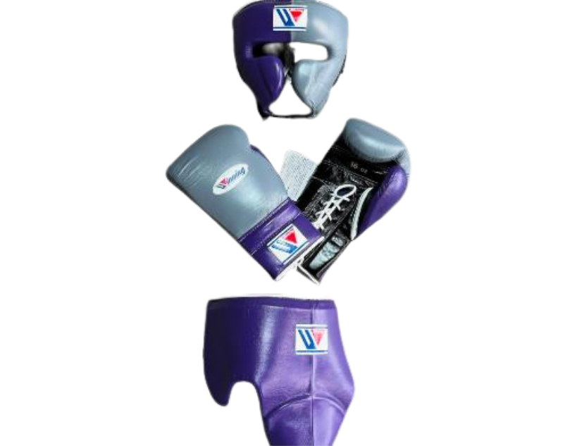 Winning Boxing Set Grey/Purple/Black Leather