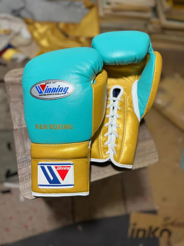 Winning Boxing Gloves Sky-Blue/Gold Sparring
