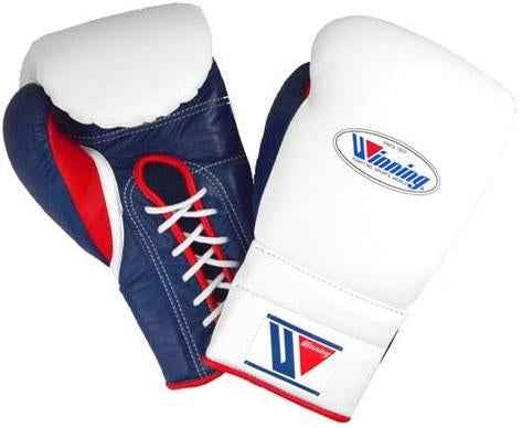 Winning Boxing Gloves White/Blue/Red Custom Made