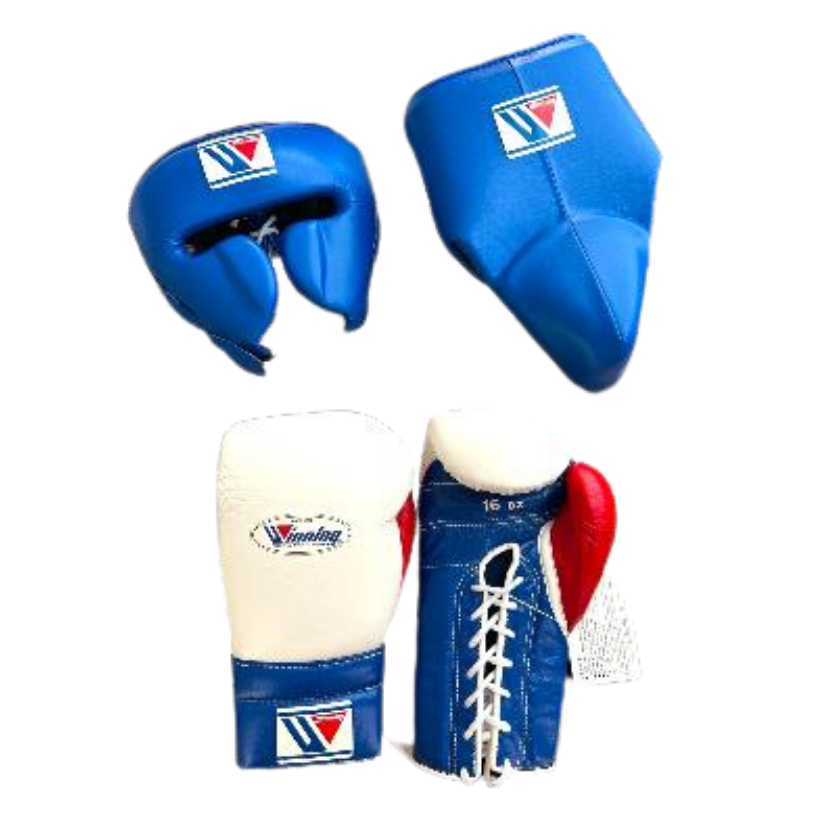 Winning Boxing Set White/Blue/Red Leather