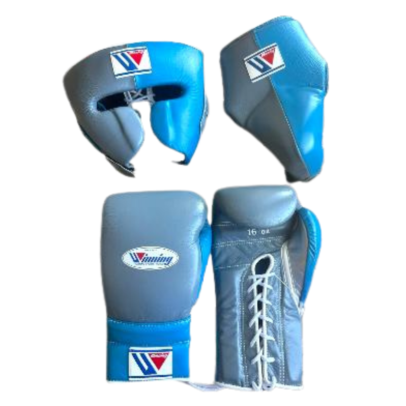 Winning Boxing Gloves Grey/Blue Custom