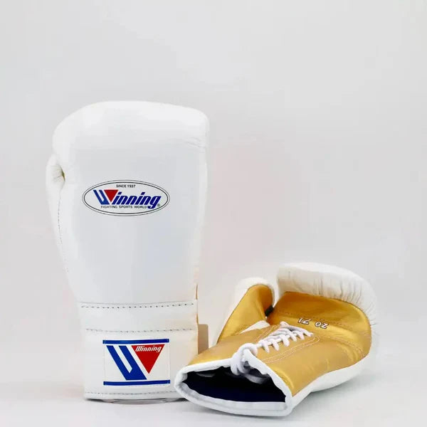 Winning Boxing Gloves White/Gold Custom Made