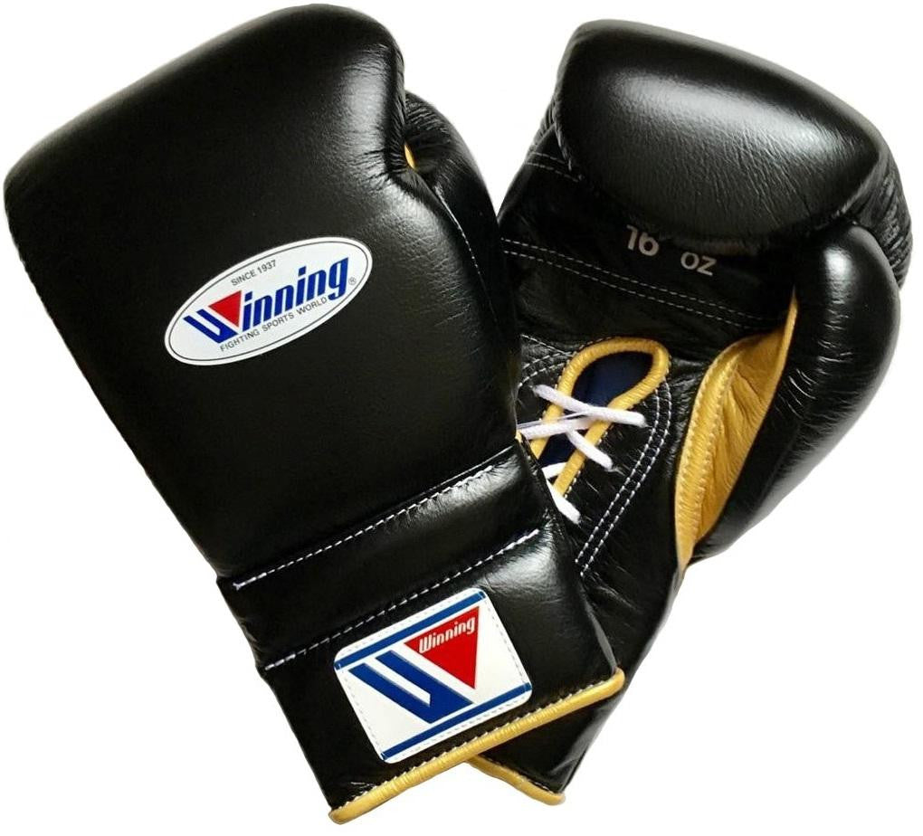 Winning Boxing Gloves Black/Gold Leather