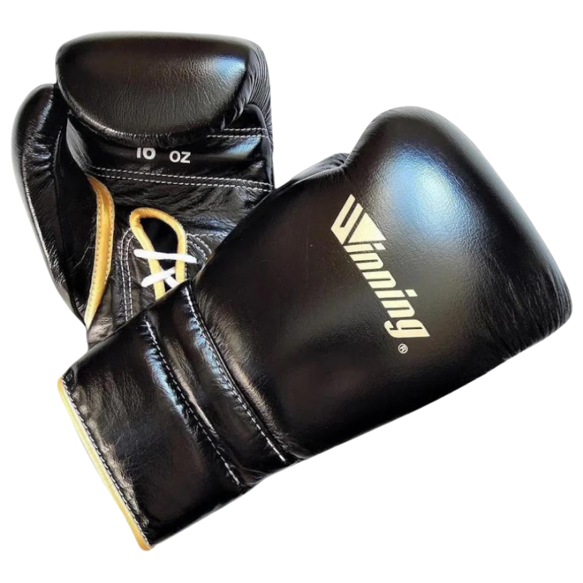 Winning Boxing Gloves Black/Gold Lace-Up