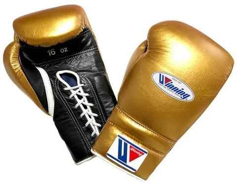 Winning Boxing Gloves Gold/Black Lace-Up