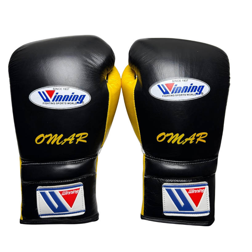 Winning Boxing Gloves White/Black/Yellow Custom
