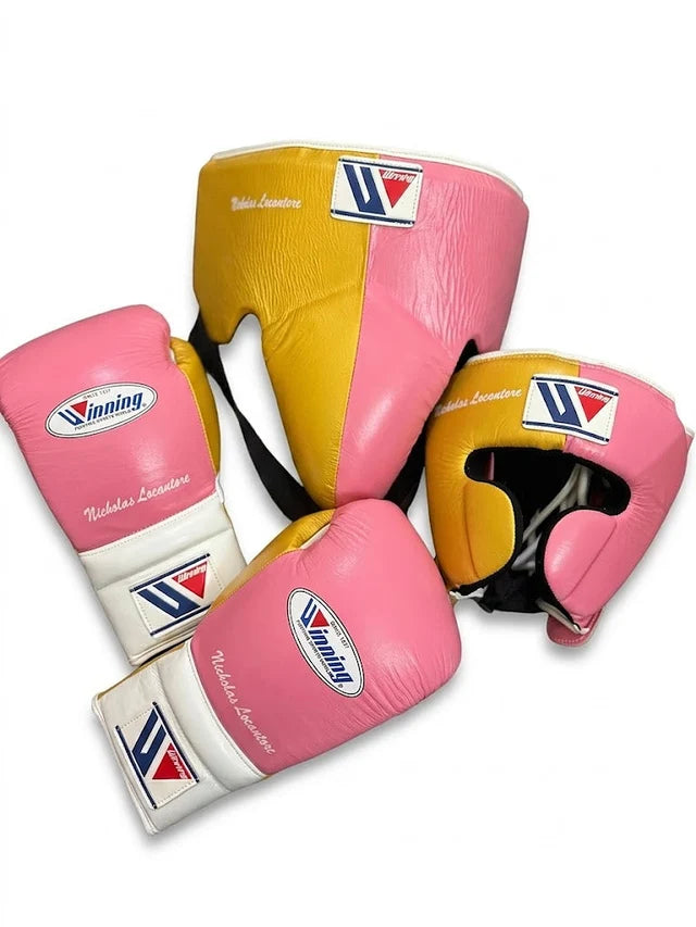 Winning Boxing Set Golden/Pink/White Leather