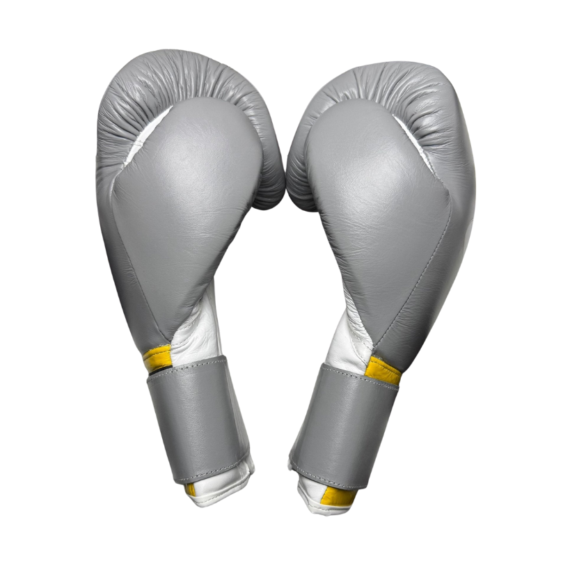Winning Boxing Gloves Grey/White/Gold Leather