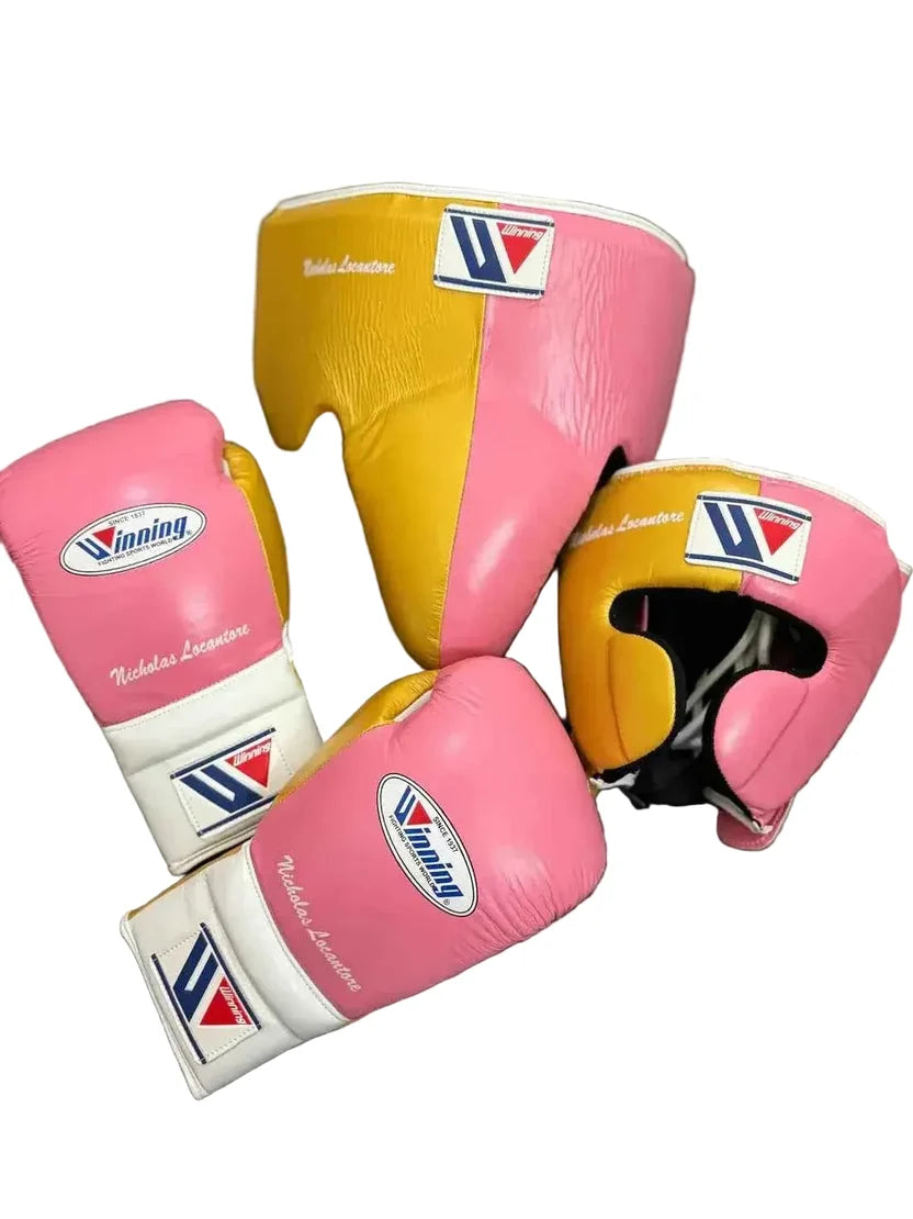 Winning Boxing Set Yellow/Pink/ White Leather