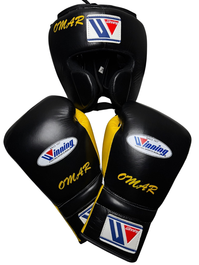 Winning Boxing Gloves White/Black/Yellow Custom