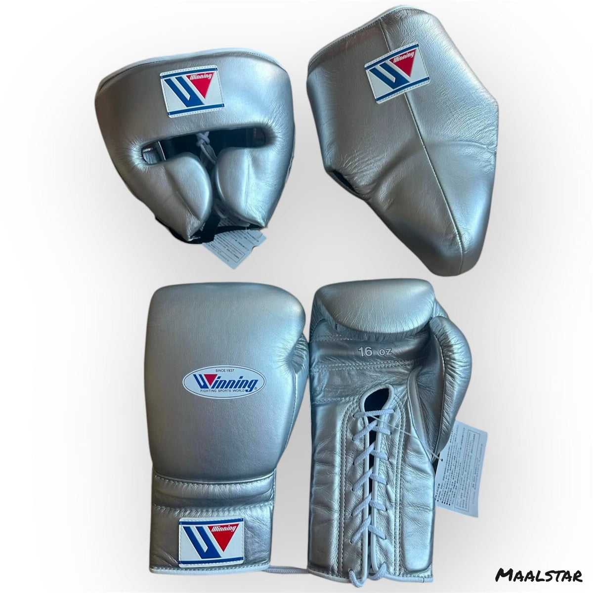Winning Boxing Set Silver Leather