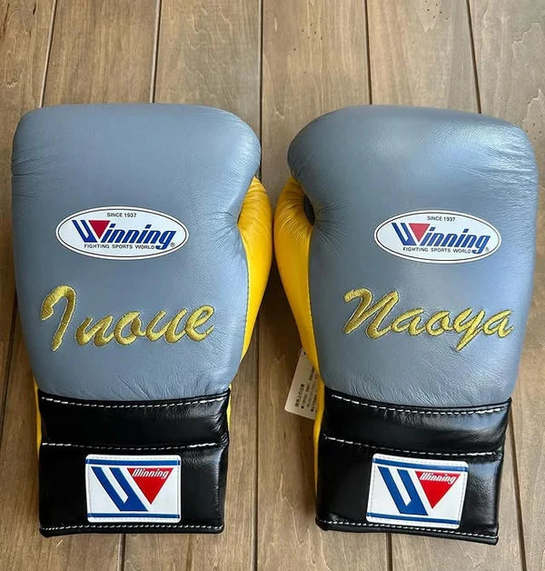 Winning Boxing Gloves Grey/Yellow/Black Custom Made