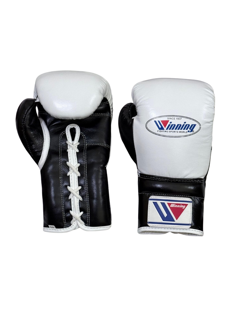 Winning Boxing Gloves White/Black Lace-Up