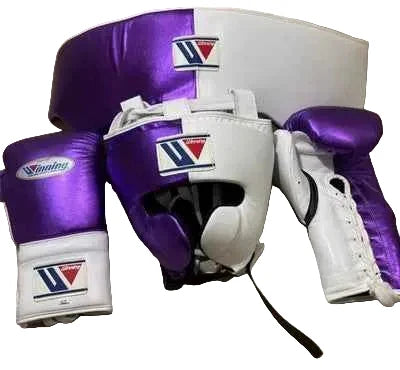 Winning Boxing Set Purple/White Leather