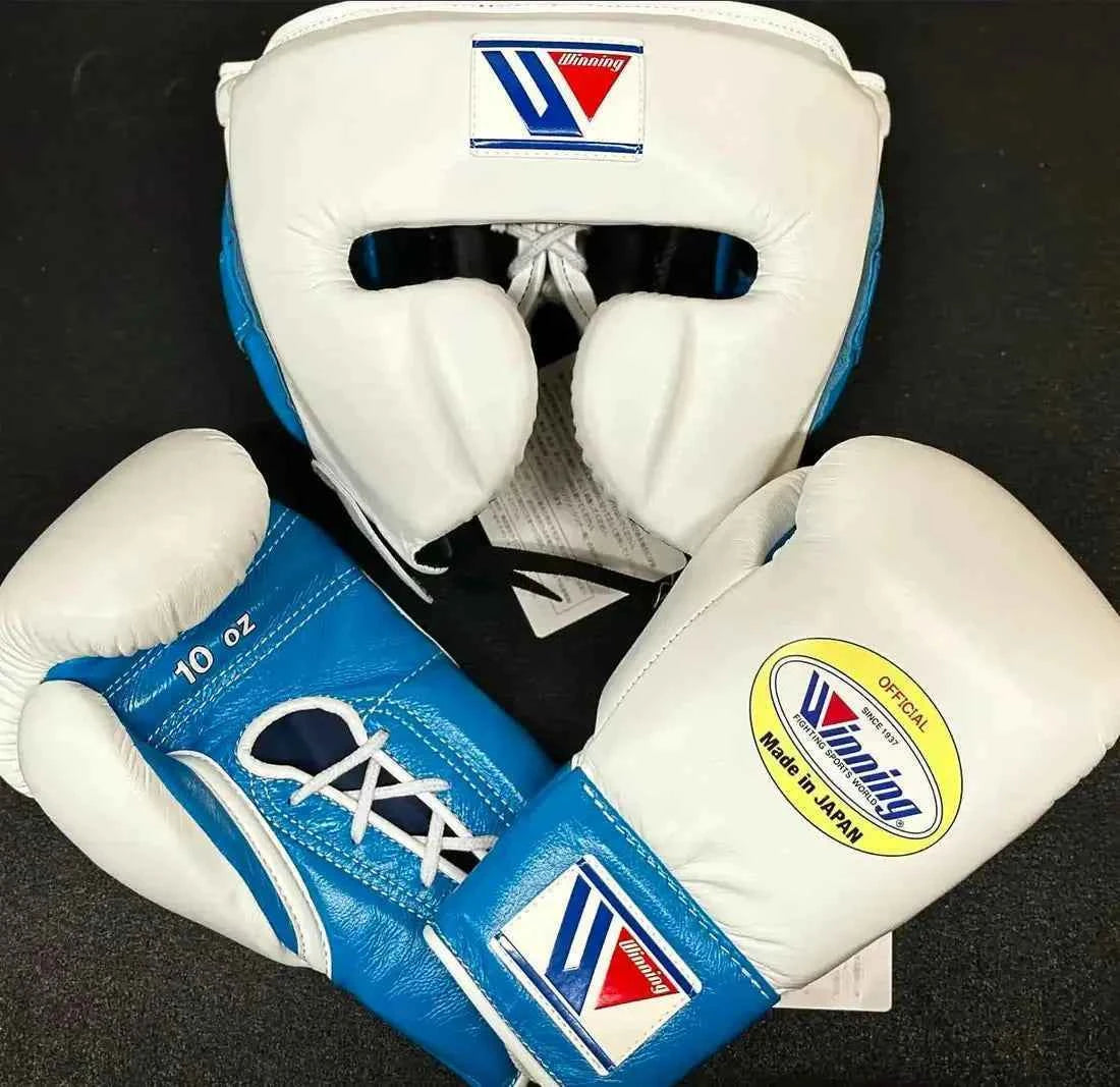 Winning Boxing Set White/Blue Leather
