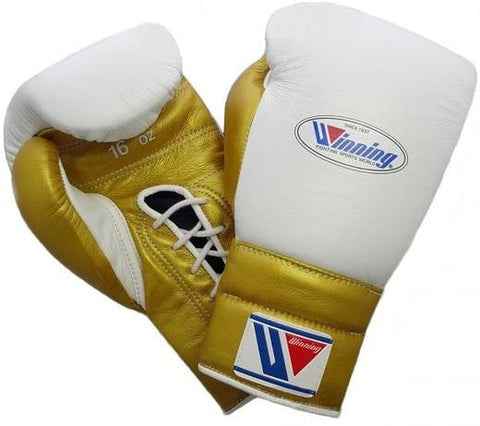 Winning Boxing Gloves White/Gold Custom Made