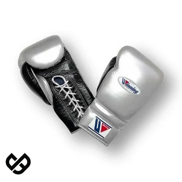 Winning Boxing Set Silver/Black Leather