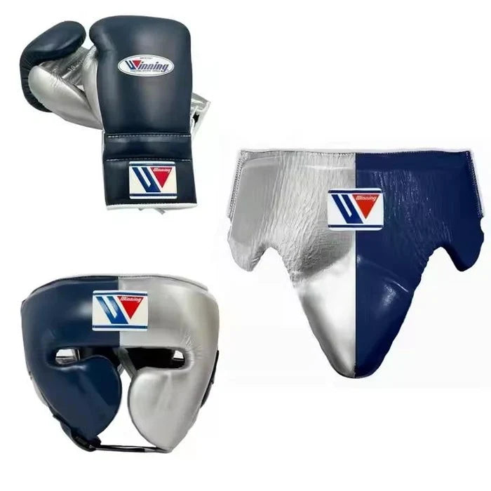 Winning Boxing Set Dark-Blue/Silver Leather