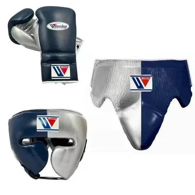 Winning Boxing Set Blue/Silver Leather