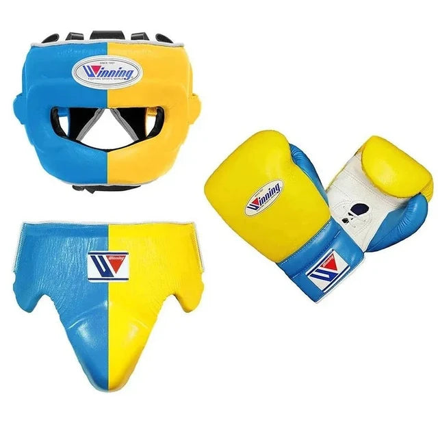 Winning Boxing Set Blue/Yellow/White Leather
