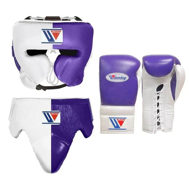 Winning Boxing Set Purple/White Leather