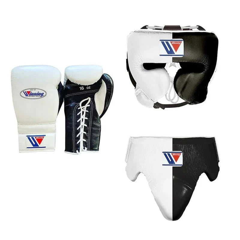 Winning Boxing Set Black/White Leather