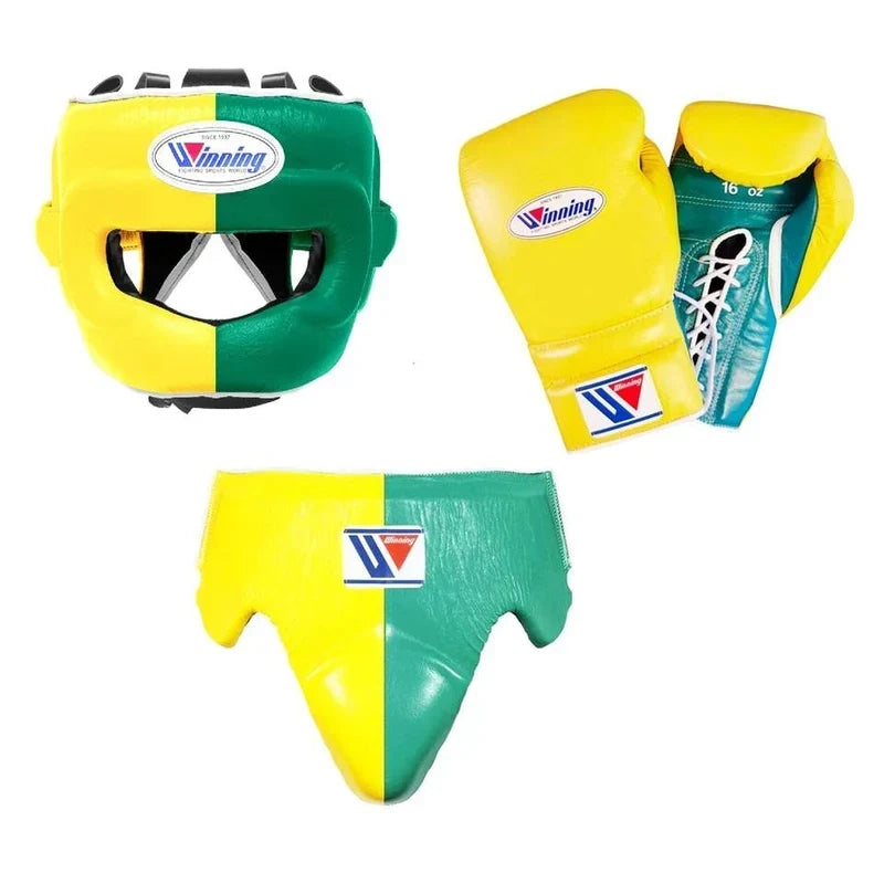 Winning Boxing Set Yellow/Green Leather