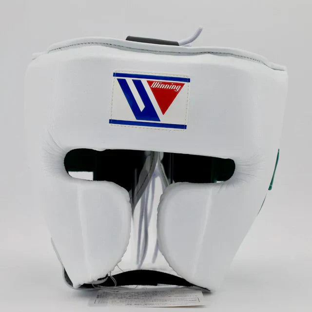 Winning Boxing Headguard White/Green Custom