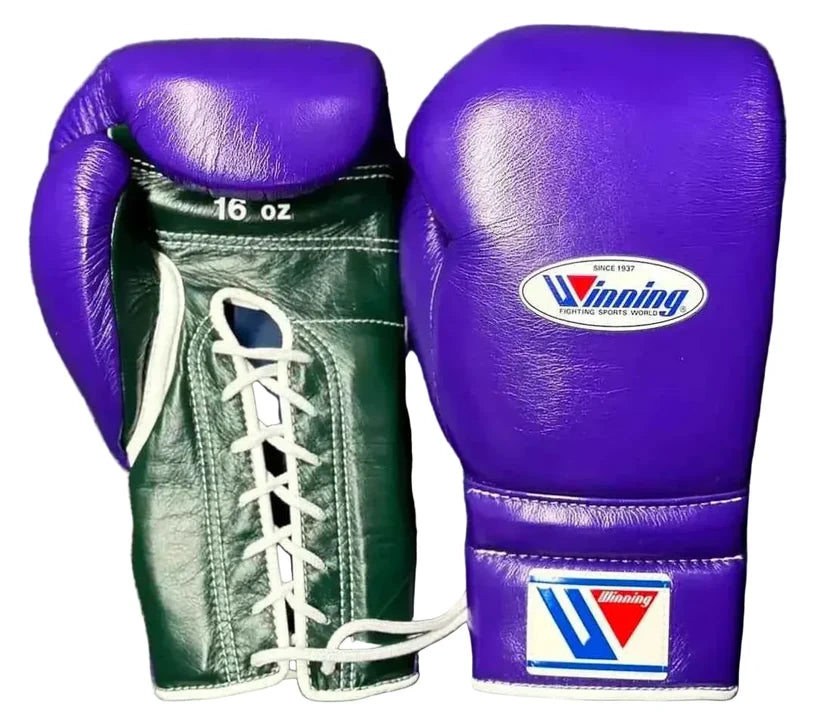 Winning Boxing Gloves Purple/ Black Lace up