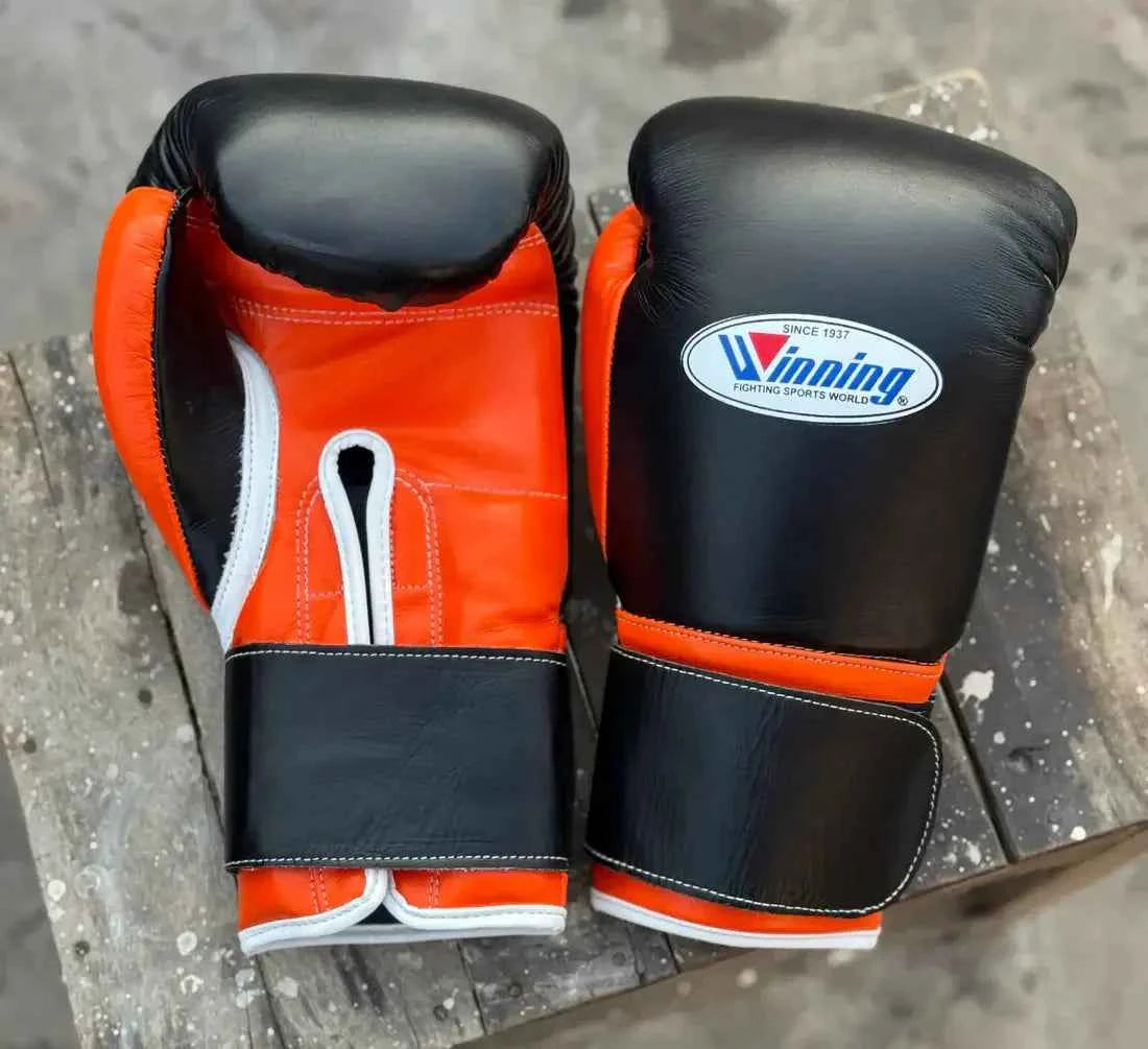 Winning Boxing Gloves Black/Orange Lace-Up