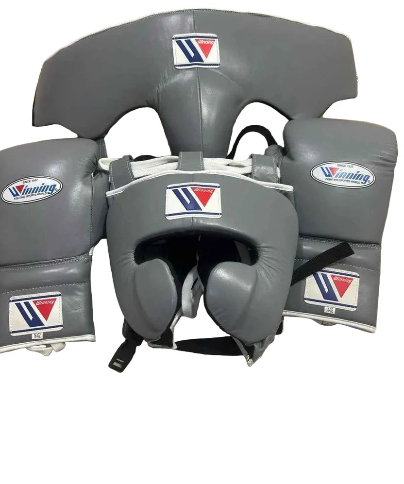 Winning Boxing Set Grey/White Leather