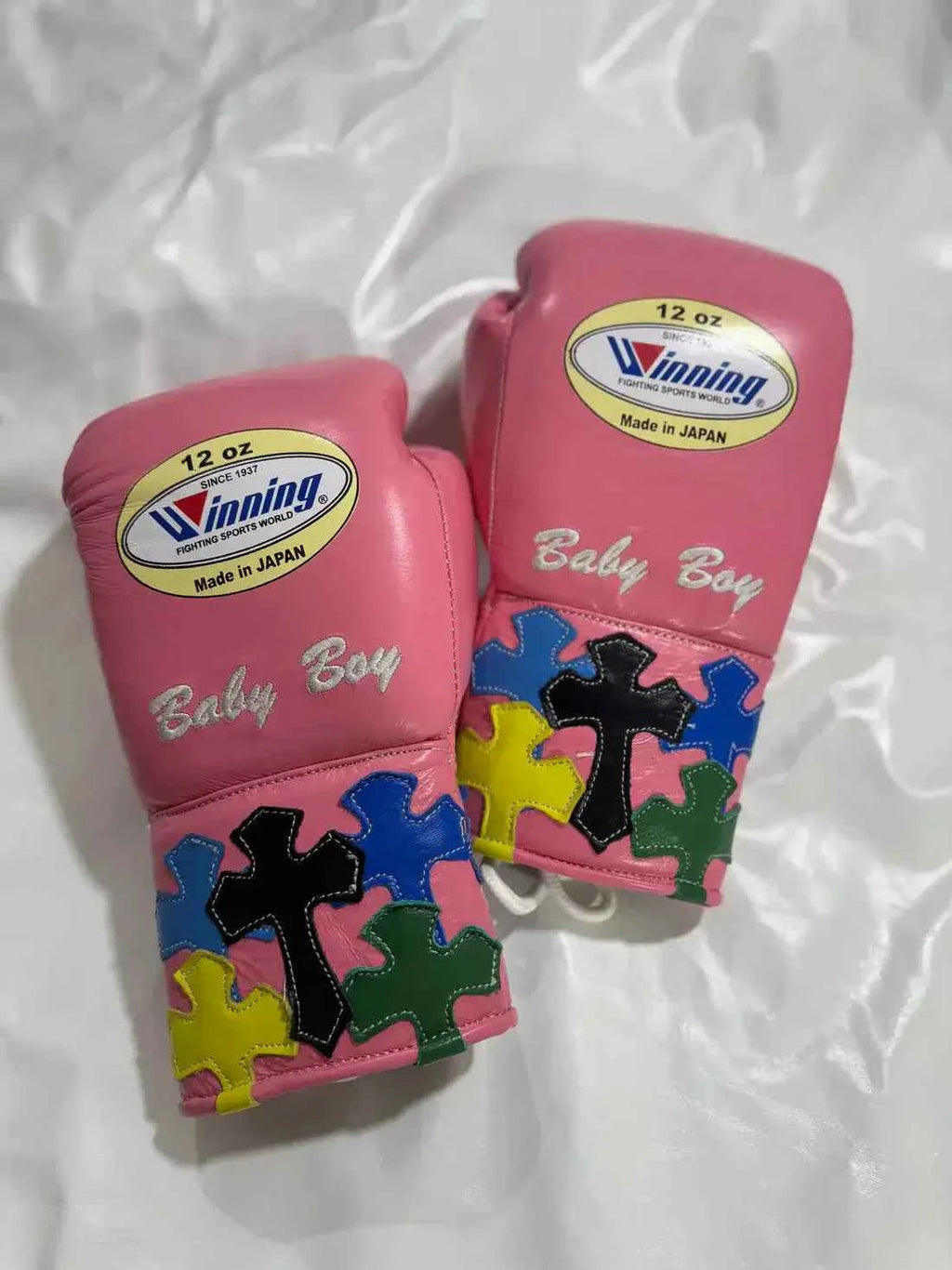 Winning Boxing Set Pink Chrome Heart Style Customizable