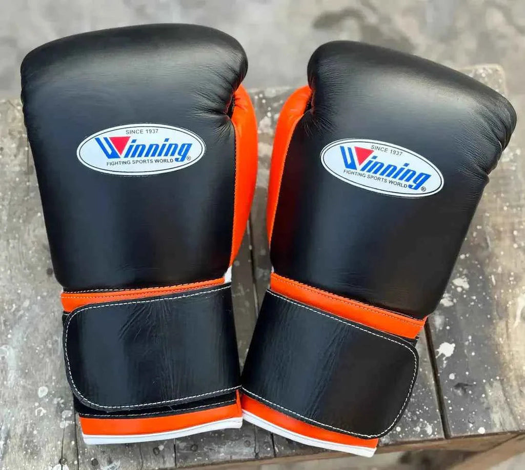 Winning Boxing Gloves Black/Orange Lace-Up